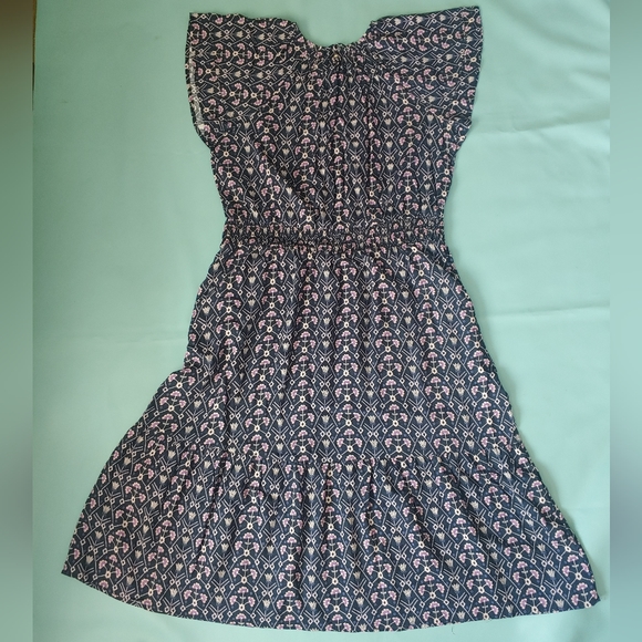 Destination 365 Printed Short-Sleeve Midi Dress Smocking Size LP - Picture 10 of 11